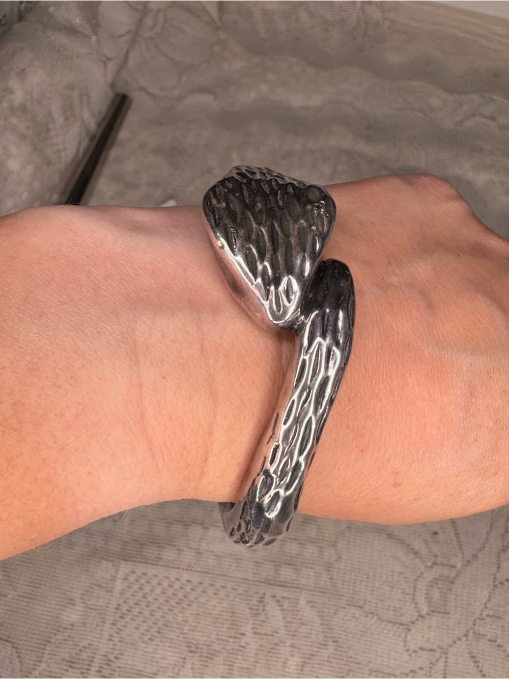 E&L Israel Sterling Silver 925 Electroform Snake Bangle Bracelet -Snake Bangle